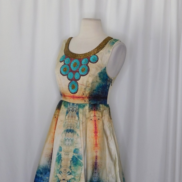 Anthropologie BHANUNI BY JYOTI Villette Dress Fit N’ Flare Beaded Embellished 2 - Picture 7 of 14